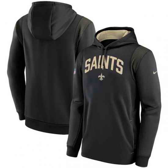 Men New Orleans Saints Black Sideline Stack Performance Pullover Hoodie 002